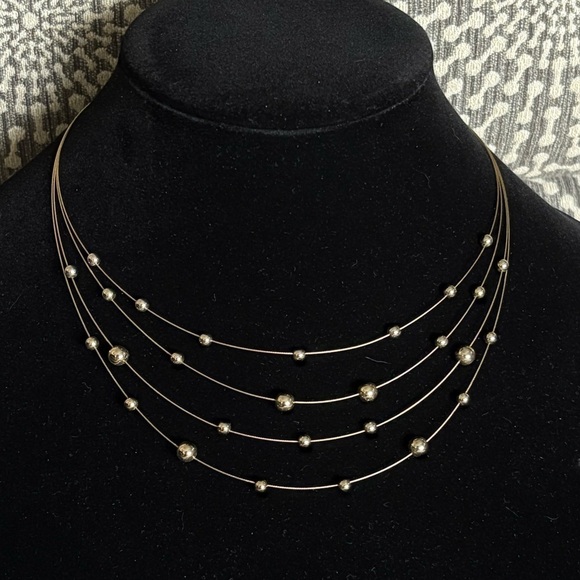 Multistrand Gold Tone Beaded Necklace Preowned - Picture 1 of 3